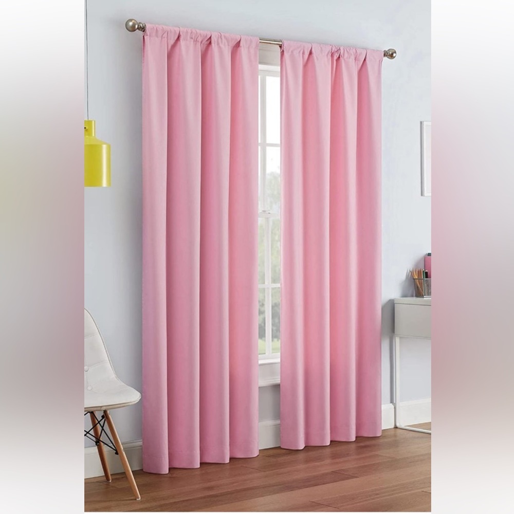 Pink black out curtains
